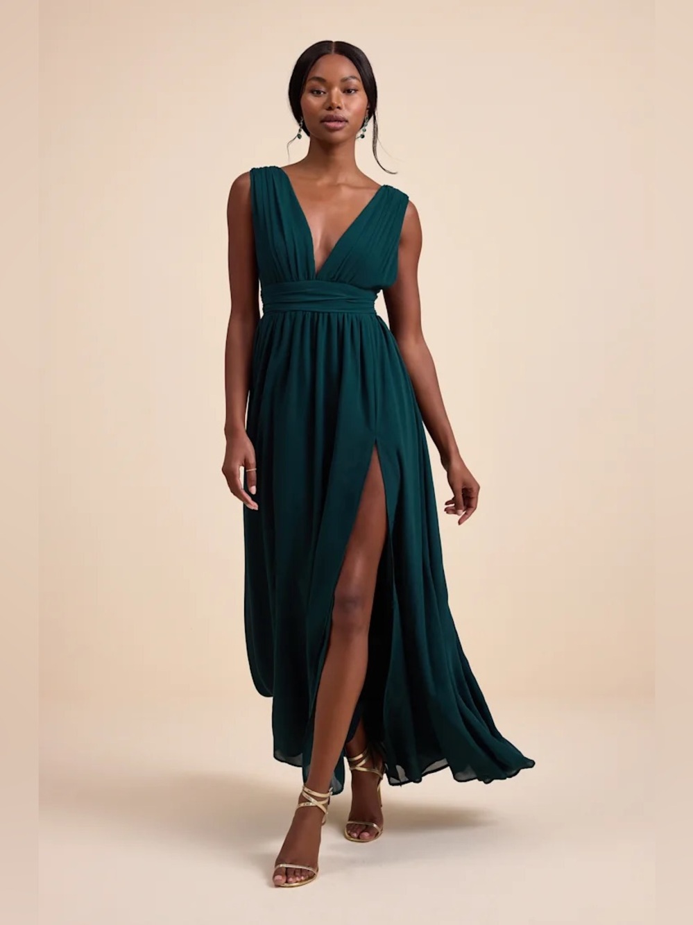 Lulus Heavenly Hues Emerald Green Maxi Dress Size M NWT